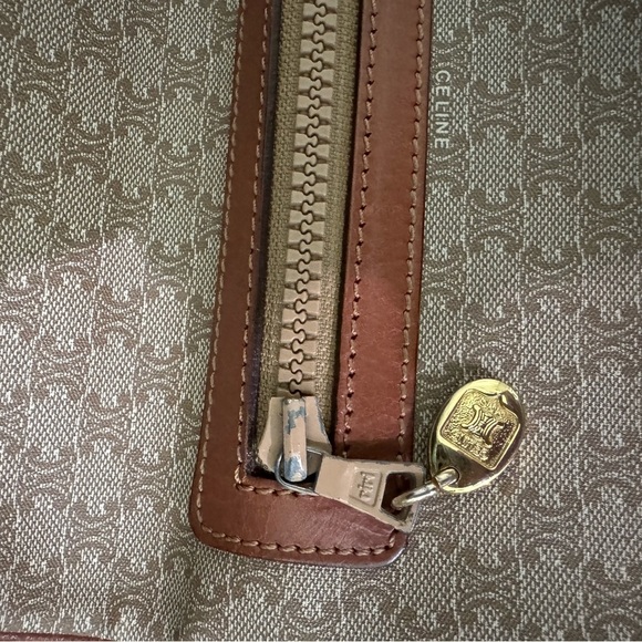 Celine Macadam Shoulder Bag Clutch Beige Brown Leather - Picture 5 of 16